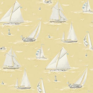 Leeward Yellow Sailboat Matte Paper Pre-Pasted Wallpaper Sample