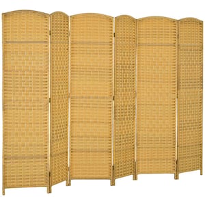 6 ft. Tall Hand-Woven 6 Panel Folding Room Divider Privacy Screen in Nature Wood