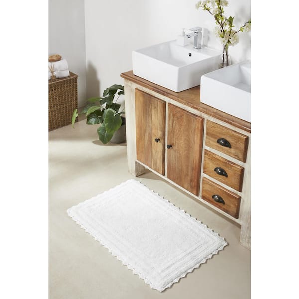 Better Trends Lilly Crochet Collection 24 in. x 40 in. White 100% Cotton Rectangle Bath Rug
