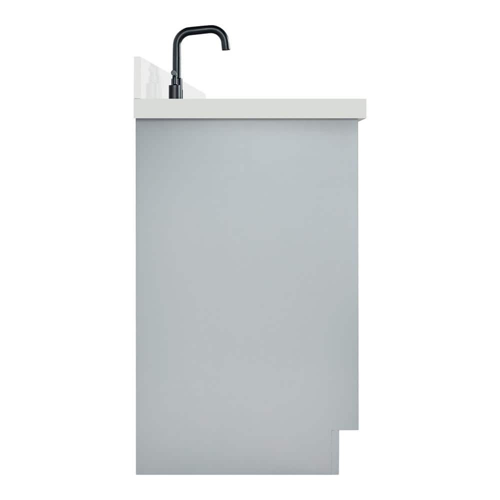 Kelly 67" Light Gray Wood Single Sink Vanity with White Quartz Top