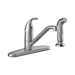 Anchor Point Single-Handle Standard Kitchen Faucet with Side Spray in Stainless Steel