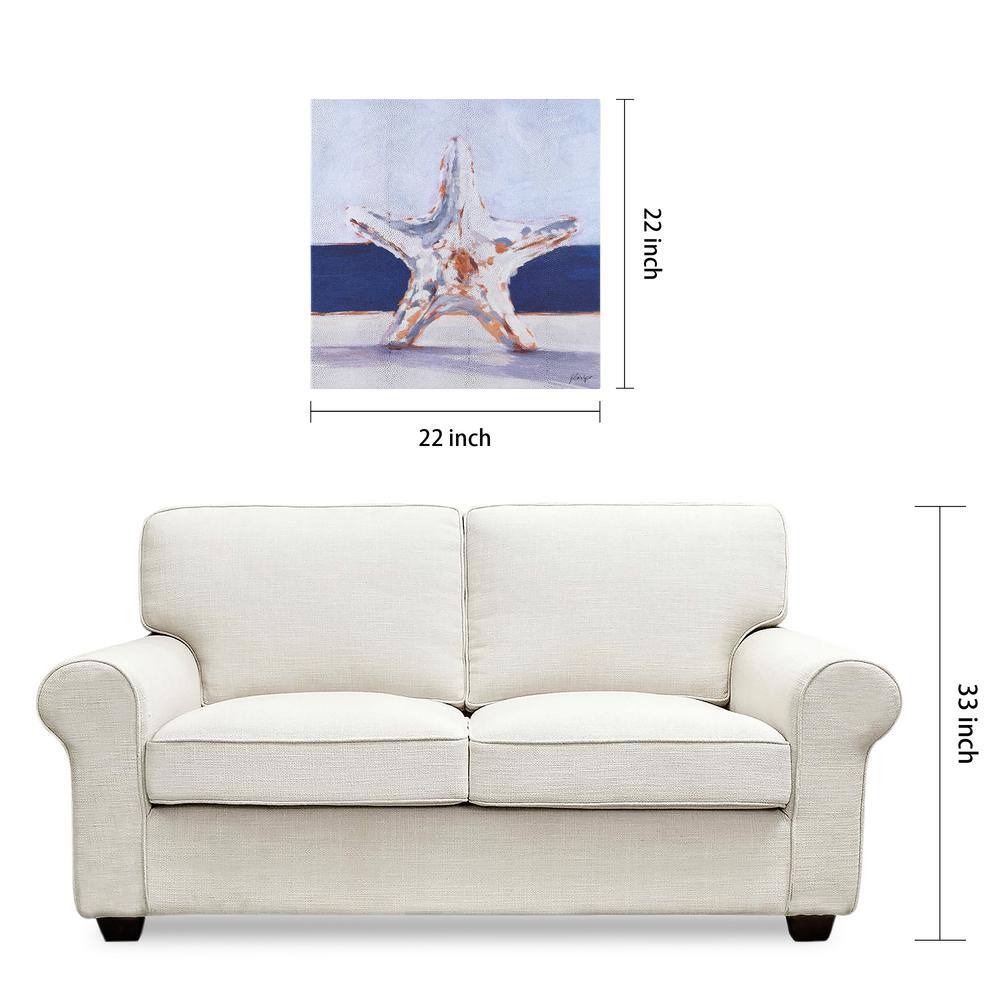 Coastal Serenity Starfish on Silver Shagreen Canvas Wall Art