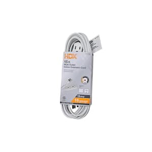 15 ft. 16/3 Light Duty Indoor Multi-Outlet Extension Cord with Banana Tap, White