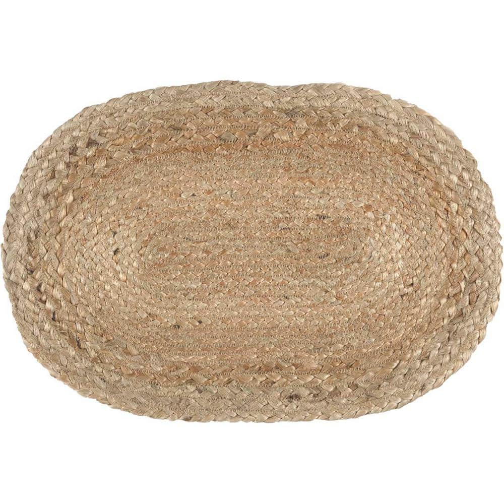 Natural Jute Oval Placemats Set of 6, 12x18 inches