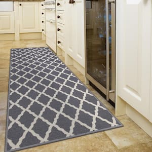 Glamour Collection Non-Slip Rubberback Moroccan Trellis Design 2x5 Indoor Runner Rug, 1 ft. 8 in. x 4 ft. 11 in., Gray
