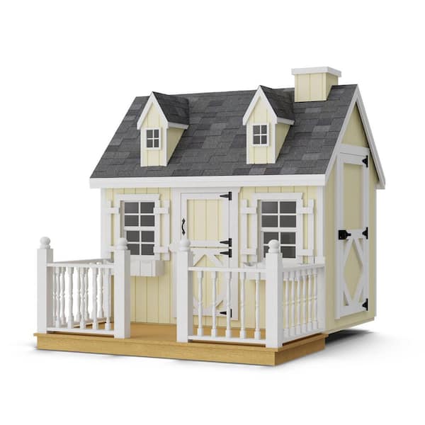 4 ft. x 6 ft. Cape Cod Outdoor Wood Playhouse with Floor, Deck and Rail