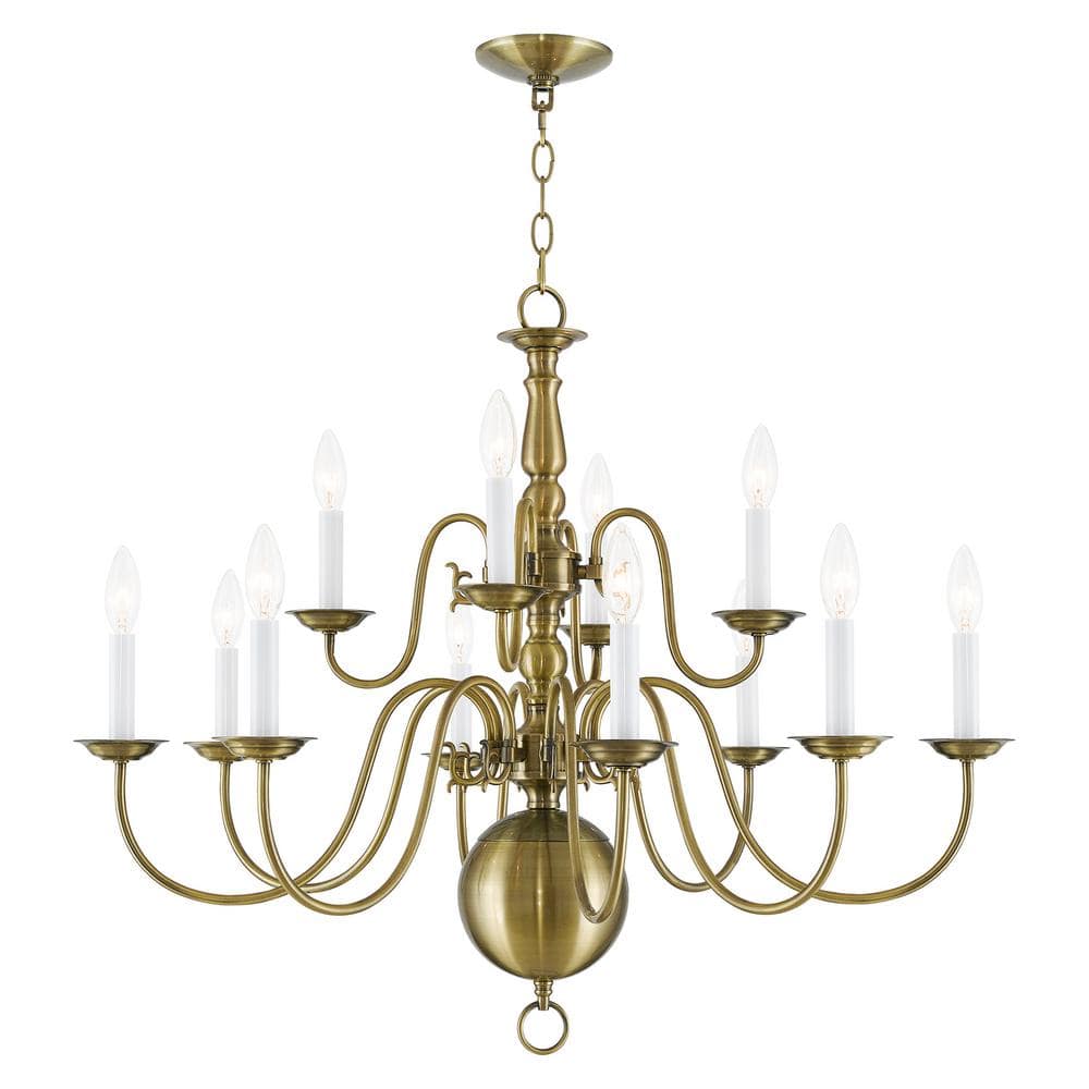 Antique Brass 12-Light Traditional Candle Chandelier