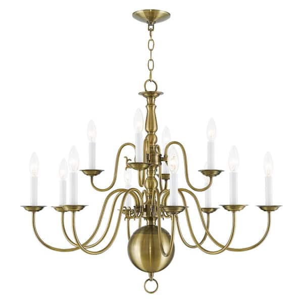 Williamsburgh 12-Light Antique Brass Chandelier