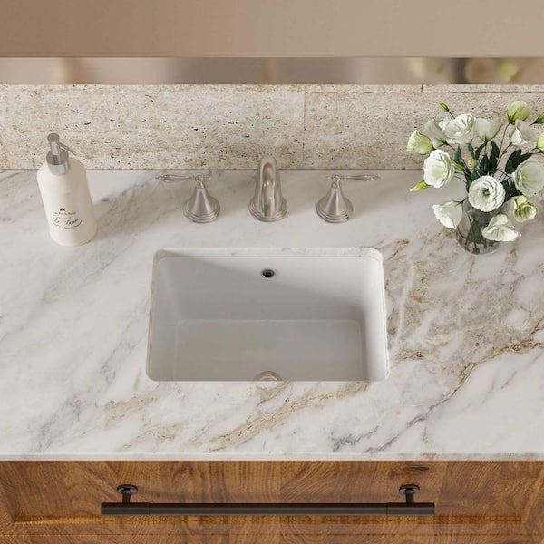 XUJMK 18 in. Undermount Rectangular Bathroom Sink with Overflow in