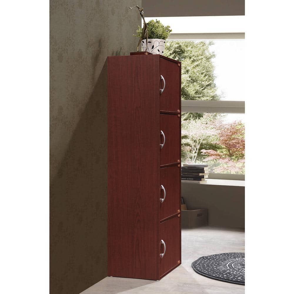 Mahogany 4-Door Multipurpose Storage Cabinet