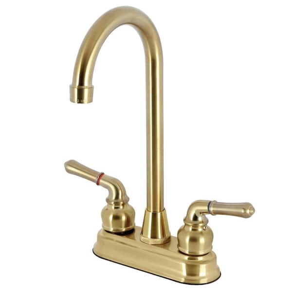 Magellan 2-Handle Deck Mount Bar Prep Faucet in Brushed Brass