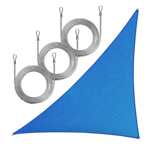 10 ft. x 10 ft. x 14 ft. Right Triangle Sun Shade Sail with Rope-Blue