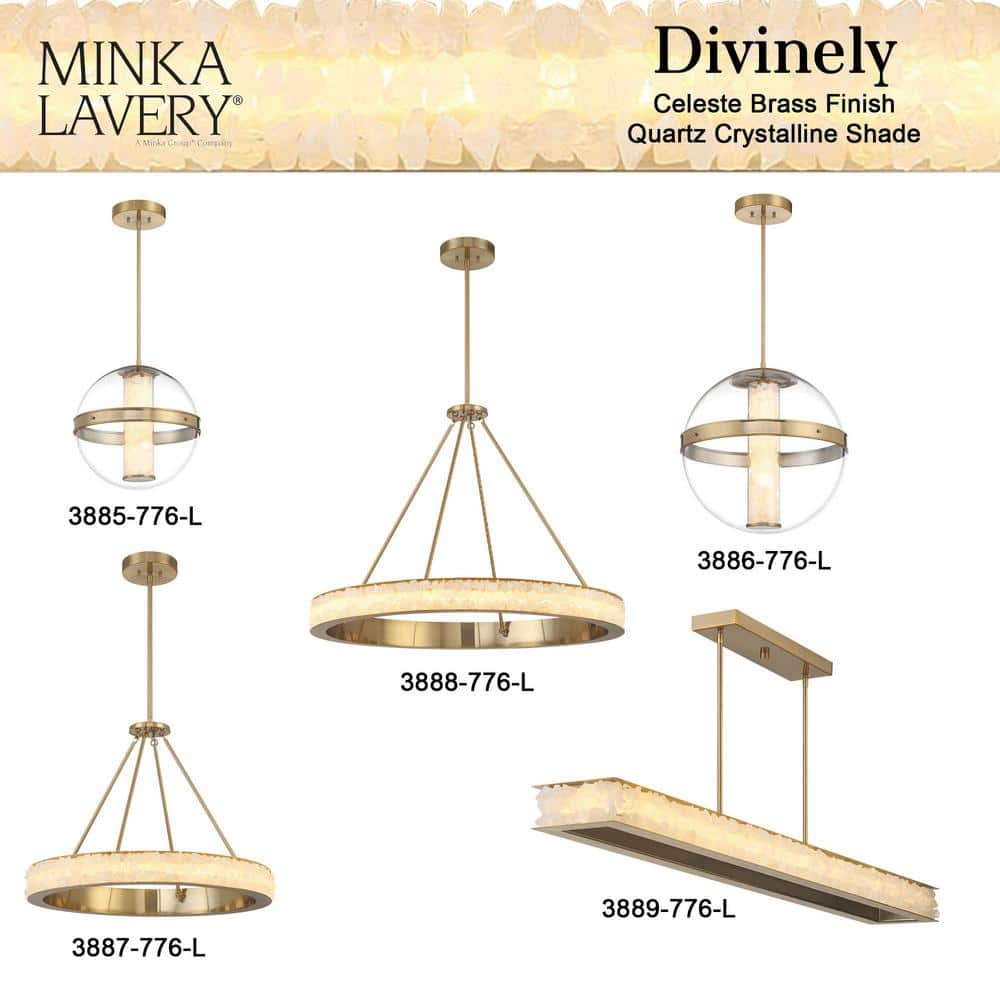 Celeste Brass LED Chandelier with Acrylic Shade