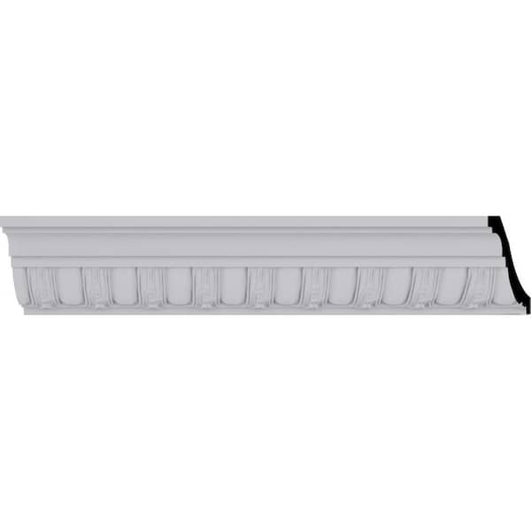Ekena Millwork 3-3/8 in. x 3-3/8 in. x 94-1/2 in. Polyurethane Linus Crown Moulding