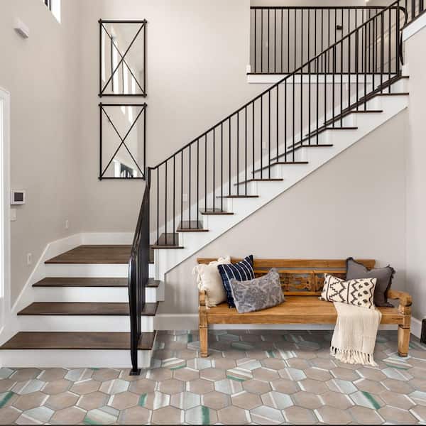 Matter Hex Canvas Taupe Green 7-7/8 in. x 9 in. Porcelain Floor and Wall Tile (3.8 sq. ft. /Case)