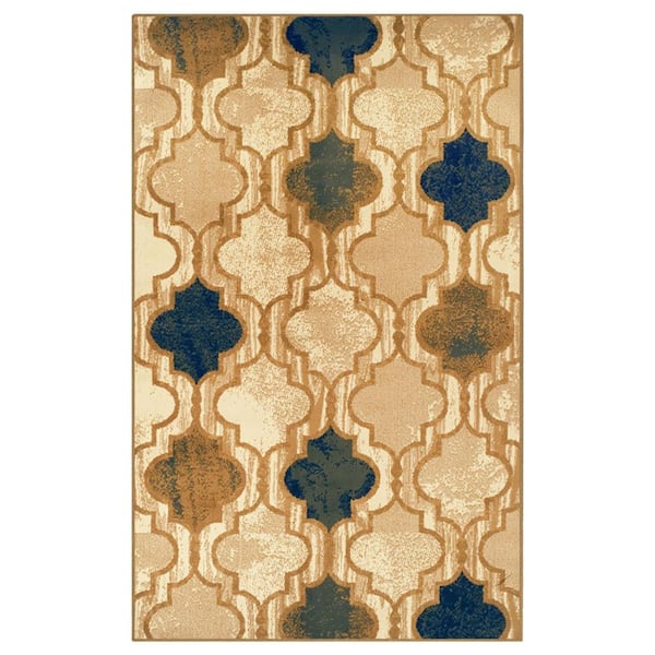 HomeRoots Bernadette Cream 8 ft. x 10 ft. Loomed Geometric Polypropylene Rectangle Area Rug