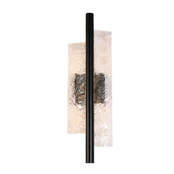 Zevni Minimalistic 6.1 in. 2-Lights Integrated LED Wall Lamp, Modern Black Wall Sconce with Acrilic Shade for Living Room