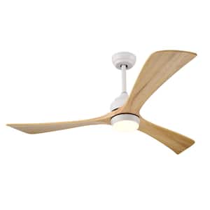 52 in. Smart Indoor White Ceiling Fan with Integrated LED with Remote Control