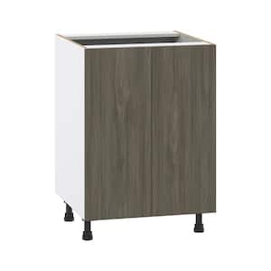 Medora textured 24 in. W x 34.5 in. H x 24 in. D in Slab Walnut Assembled Base Kitchen Cabinet with 2 Full High Doors