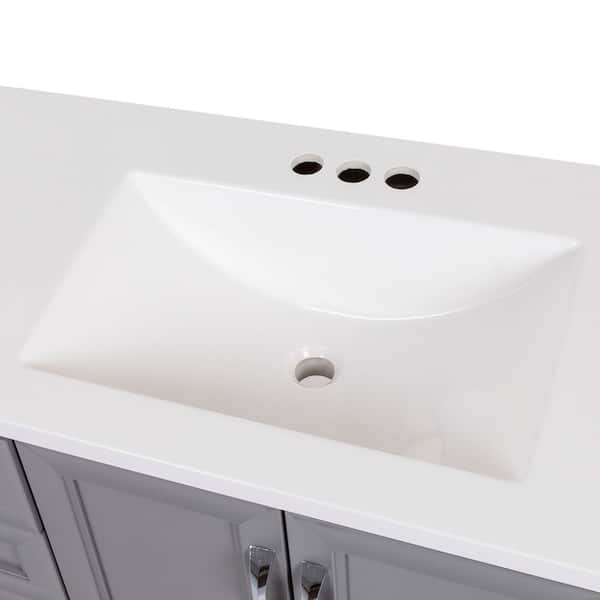 Glacier Bay Candlesby 61 in. Double Sink Sterling Gray Bath Vanity with White Cultured Marble Top (Assembled) CD60P2-ST - The Home Depot Glacier Bay Candlesby 61 in. Double Sink Sterling Gray Bath Vanity with White Cultured Marble Top (Assembled) CD60P2-ST - The Home Depot