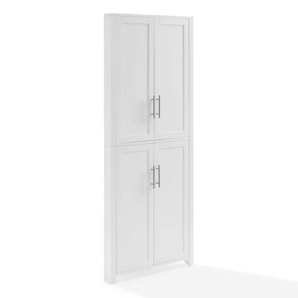 Savannah White Faux Wood 28.13 in. Pantry Cabinet with Adjustable Shelves