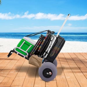 6.59 cu. ft. Folding Sand Cart 165 lbs. Metal Garden Cart 33.1 in. to 51.6 in. Height with 13 in. Wheel for Picnic Beach