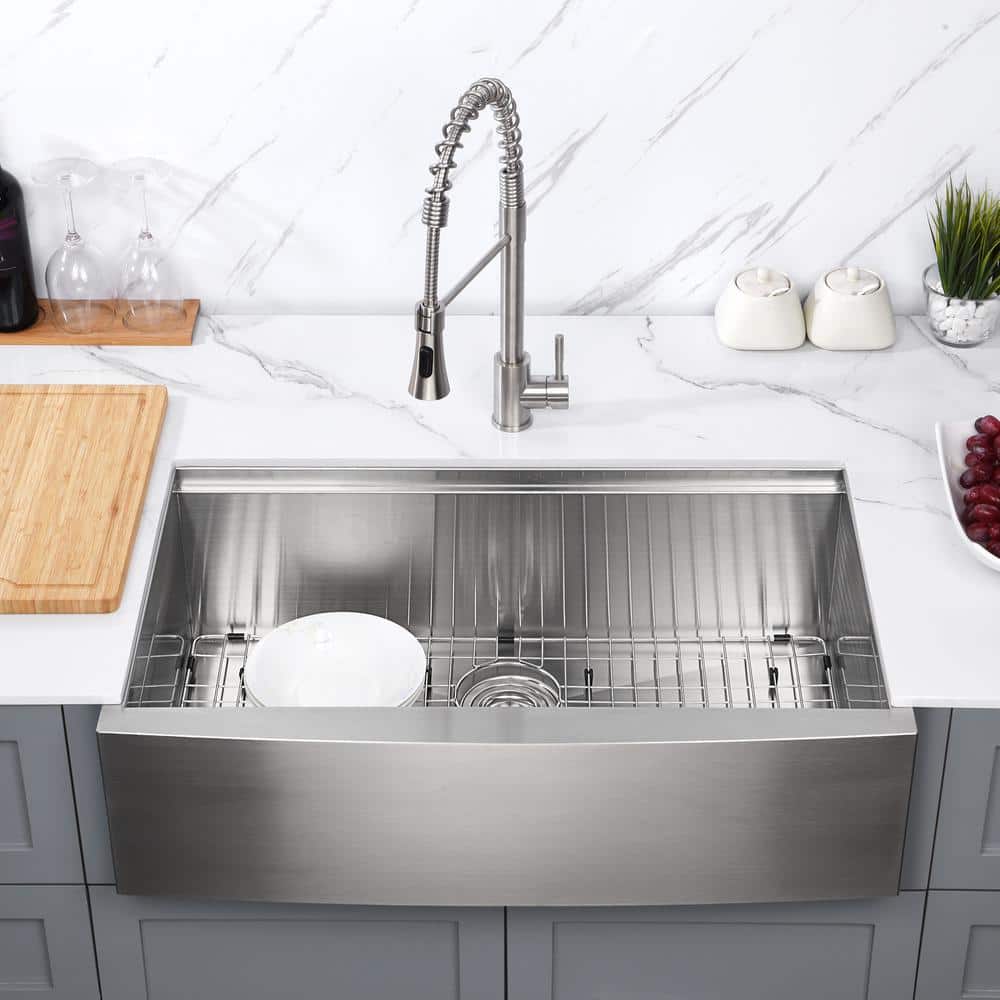 Farmhouse Apron Single Bowl Stainless Steel Kitchen Sink with Accessories