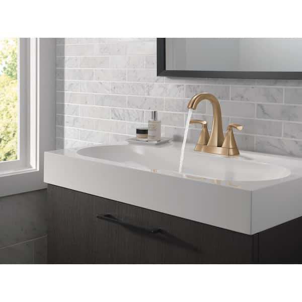 Pierce Gold 4 in. Centerset Double-Handle Bathroom Faucet in Champagne Bronze