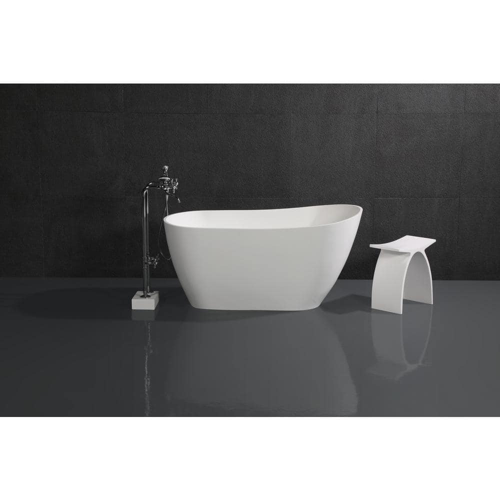 Arcticstone 52-Inch Matte White Solid Surface Freestanding Bathtub