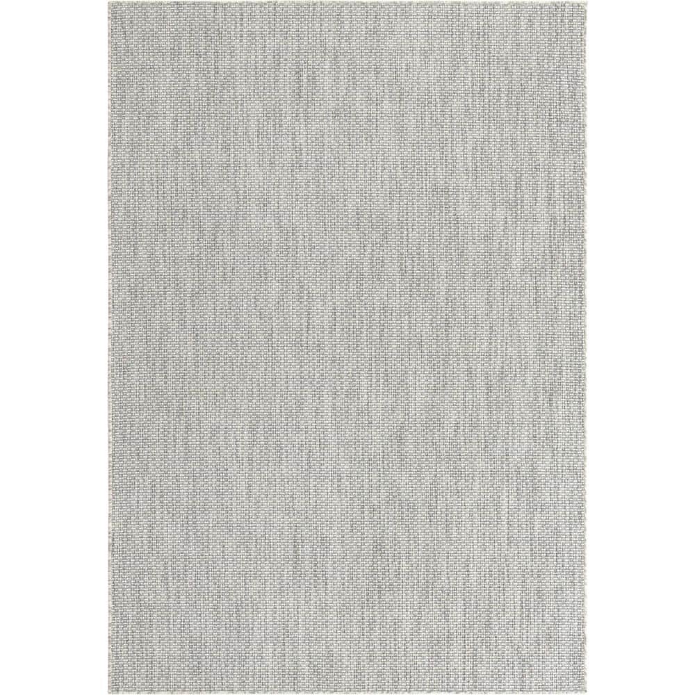 Light Gray Synthetic 6' x 9' Easy-Care Outdoor Rug