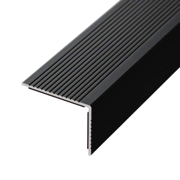 Matte Black 48 in. Aluminum Peel and Stick Stair Nosing Edge Cover Anti-Slip Strip Staircase Step Treads (5-Piece/Case)