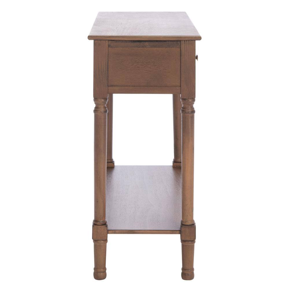 Halton Brown 40" Wood and Metal Console Table with Storage