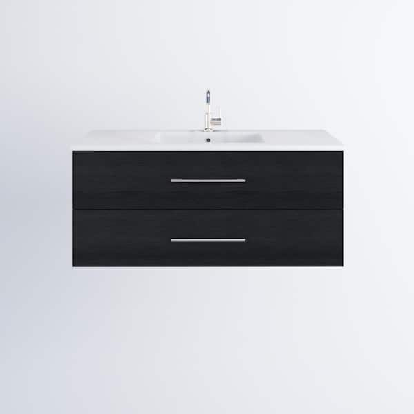 VOLPA USA AMERICAN CRAFTED VANITIES Napa 48 in. W x 20 in. D Single Sink Bathroom Vanity Wall Mounted in Black Ash with Acrylic Integrated Countertop