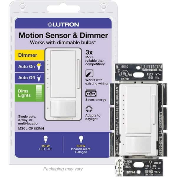 Lutron Maestro LED+ Dimmer 1.5 Amp Motion Sensor, Single Pole and Multi-Location, White