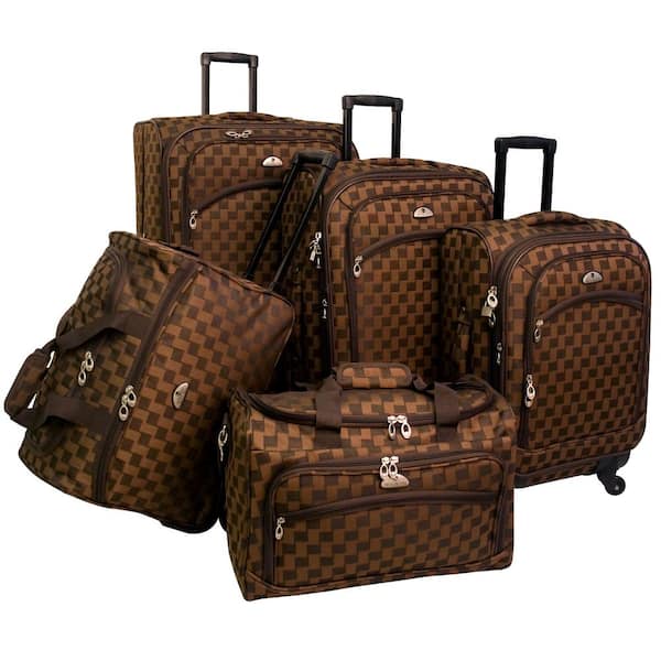 American Flyer Luggage Signature 4 Piece Set, telescoping_handle, Chocolate  Gold, One Size