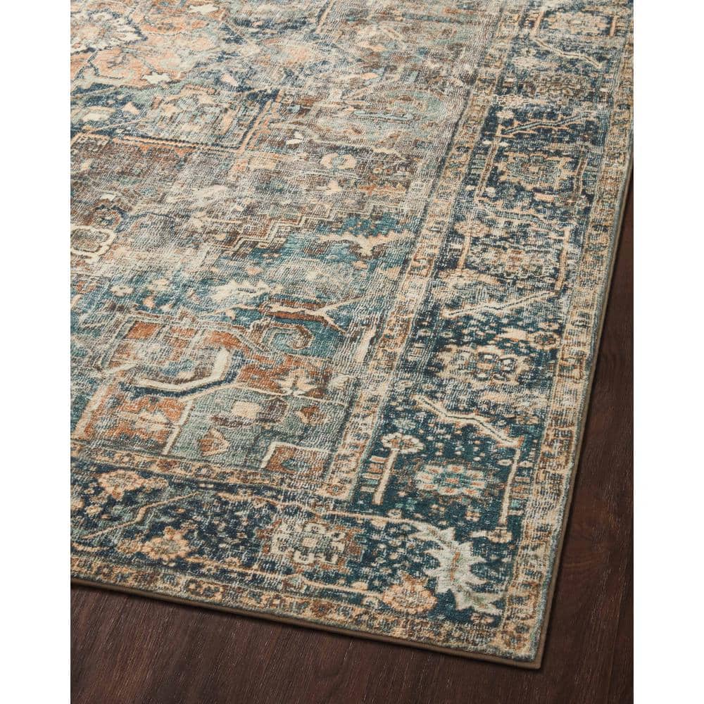 Elysian Blue Oriental 8' x 10' Easy-Care Synthetic Area Rug