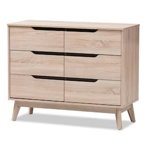 Fella 6-Drawer Light Brown Wood Dresser