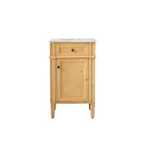 Timeless Home 21 in. W x 21.5 in. D x 35 in. H Single Bathroom Vanity in Natural Wood with White Marble