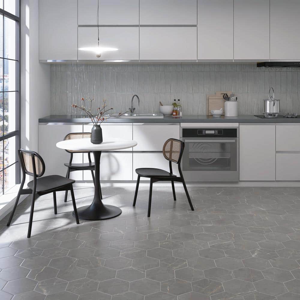 Elegance Dark Gray Hexagon Matte Porcelain Wall & Floor Tile