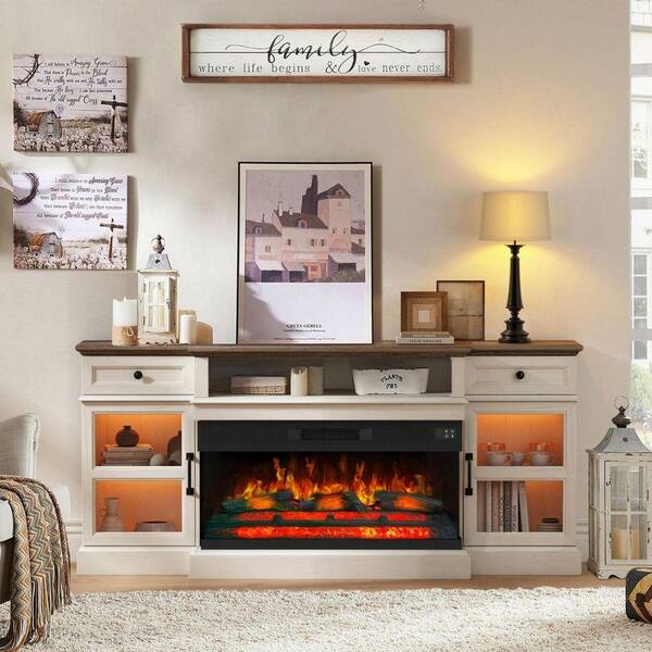 Edendirect 70 in. W Freestanding Electric Fireplace TV Stand with