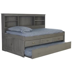Charcoal Gray Series Charcoal Gray Twin Size Daybed with 3-Drawers and Twin Size Trundle Bed