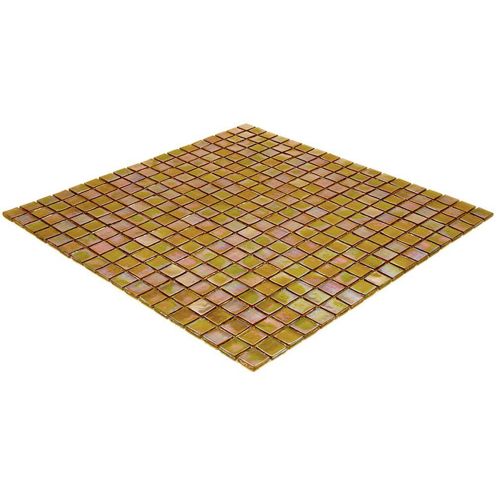 Skosh 11.6" x 11.6" Glossy Gold Beige Glass Mosaic Tile
