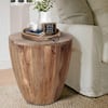 THE URBAN PORT Arthur 21 in. Brown Round Mango Wood Top Handcarved Distressed Side End Table with Distressed Details UPT-32183