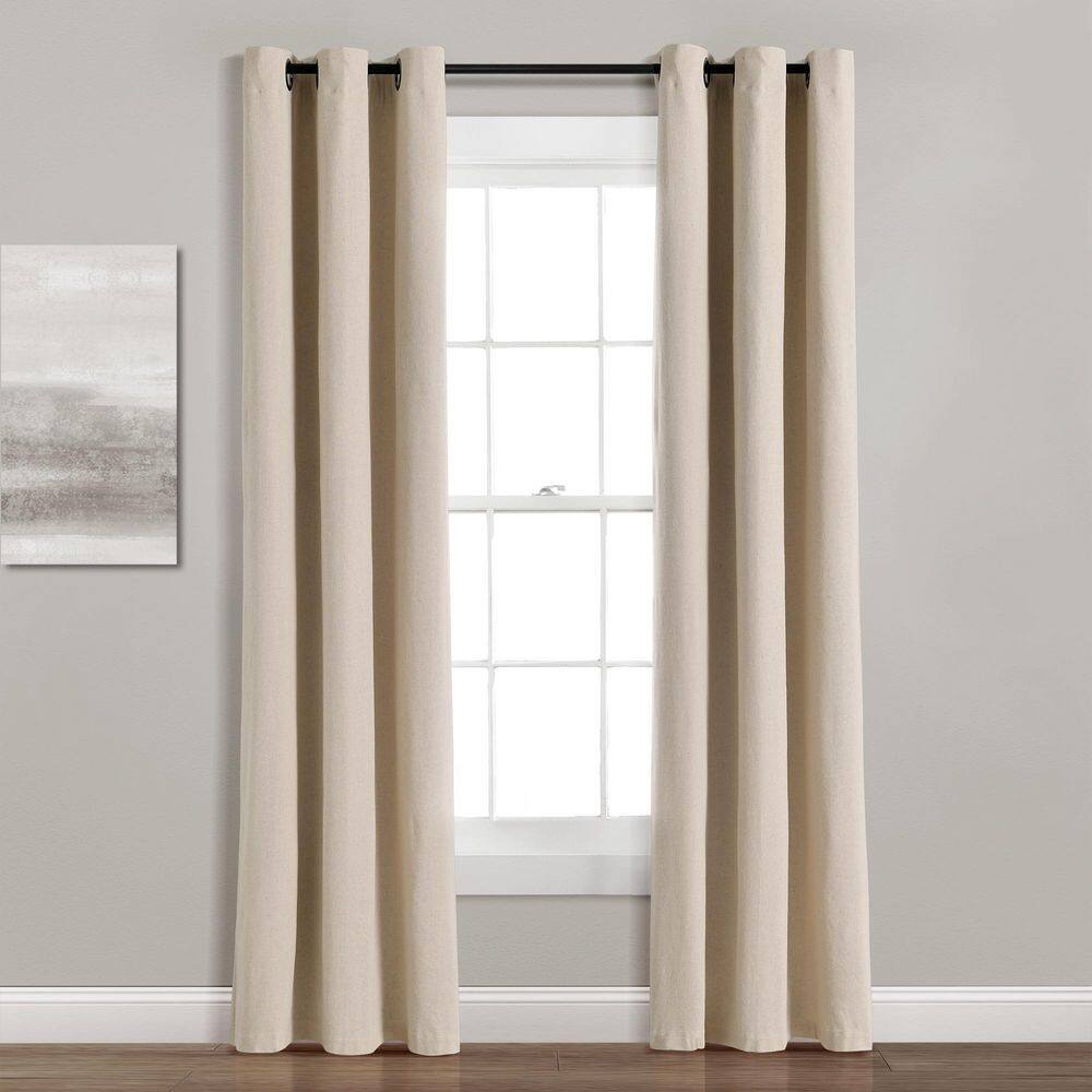 Dark Linen Grommet Blackout Cotton Blend Curtain Panel