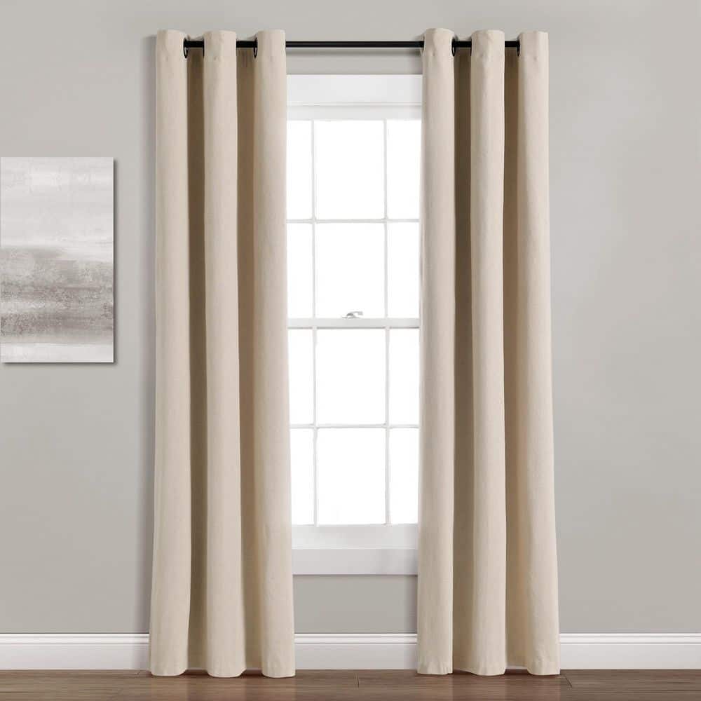 Dark Linen Grommet Blackout Cotton Blend Curtain Panel