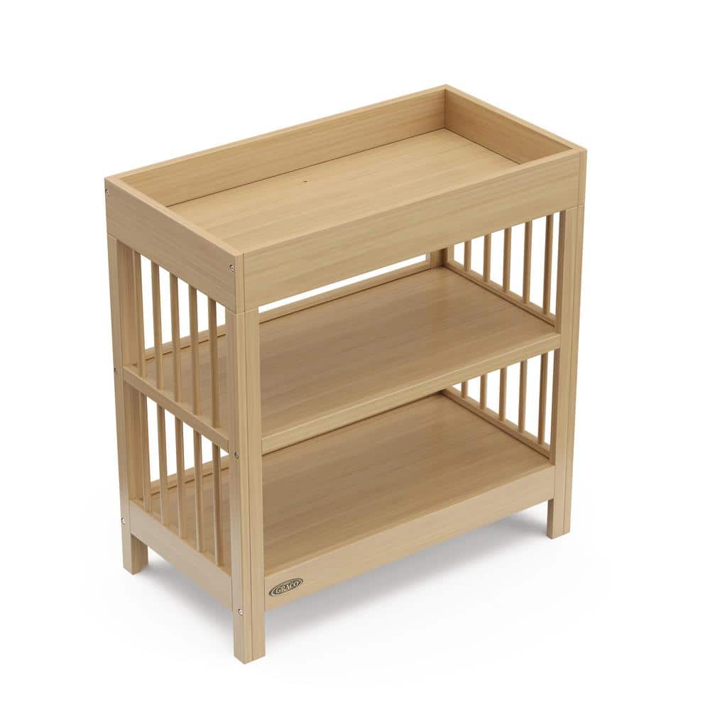 Driftwood Pine Wood Changing Table with Water-Resistant Pad