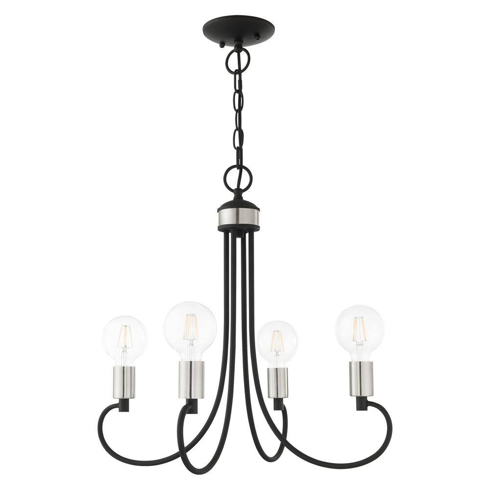 Black Crystal Mini 4-Light Candle Chandelier