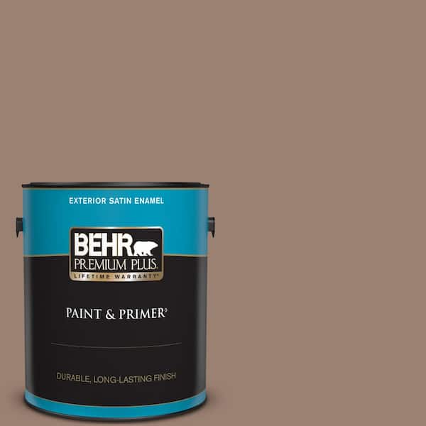 BEHR PREMIUM PLUS 1 gal. #N190-5 Frontier Brown Satin Enamel Exterior Paint & Primer