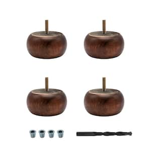 1-7/8 in. x 3-5/8 in. Stained Cherry Solid Hardwood Round Bun Foot (4-Pack)