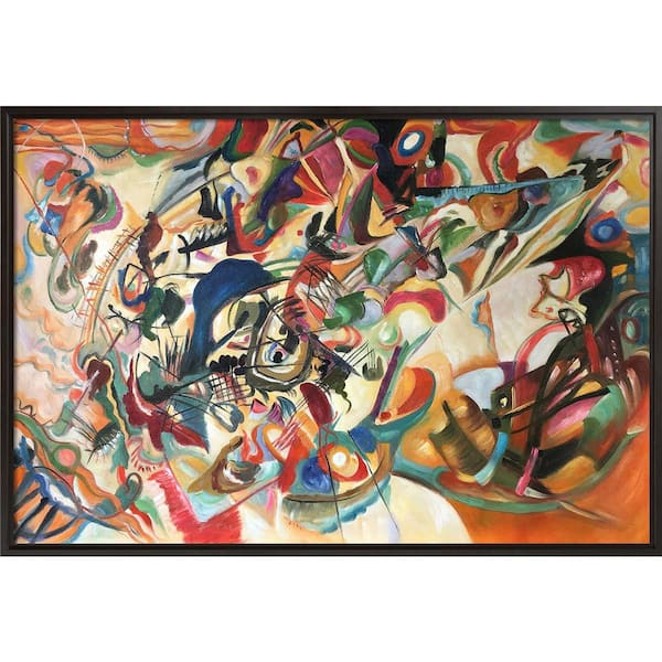 La Pastiche 25.5 in. x 37.5 in. Composition VII, 1913 by Wassily Kandinsky Black Floater Framed Abstract Oil Painting Art Print, Red